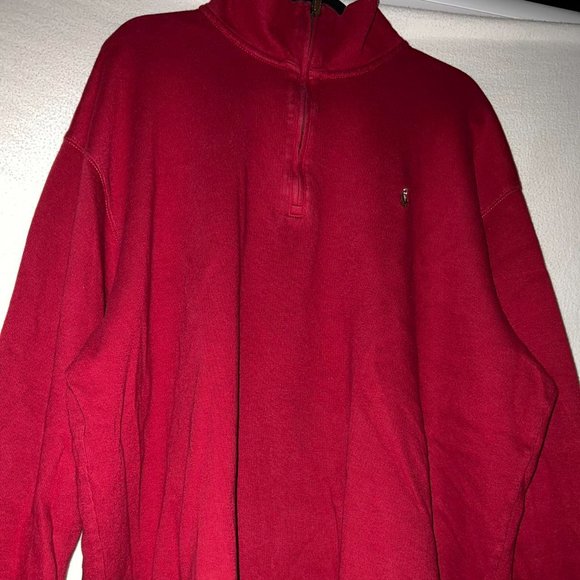 Polo Ralph Lauren Quarter Zip Sweater Knit Red Estate Rib Pullover Size 2XB - Picture 3 of 5